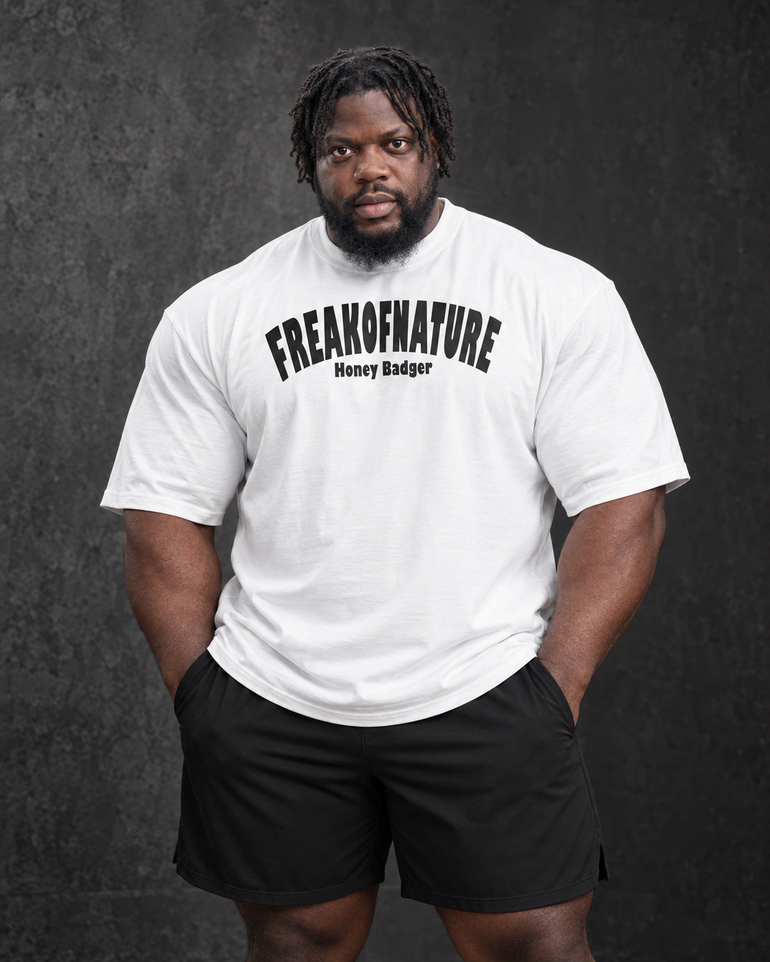 White / Black Freak of Nature T-shirt worn by James